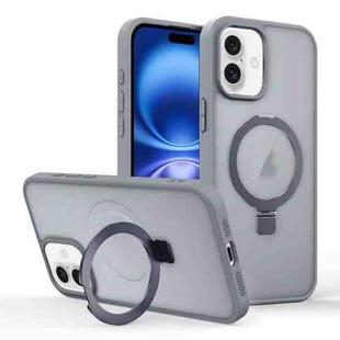 For iPhone 16 Skin-feel Ring MagSafe Holder Phone Case(Titanium Gray)