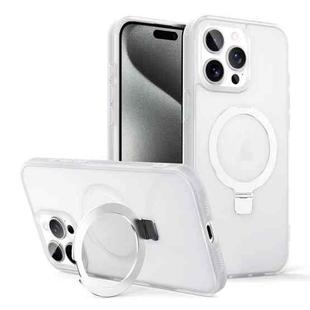 For iPhone 15 Pro Skin-feel Ring MagSafe Holder Phone Case(Transparent White)
