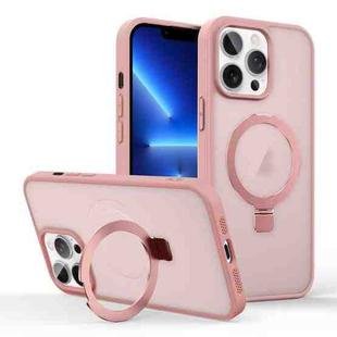 For iPhone 13 Pro Skin-feel Ring MagSafe Holder Phone Case(Pink)