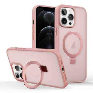 For iPhone 12 Pro Skin-feel Ring MagSafe Holder Phone Case(Pink)