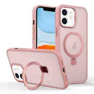 For iPhone 11 Skin-feel Ring MagSafe Holder Phone Case(Pink)