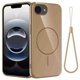For iPhone 16e Glossy TPU Shockproof MagSafe Phone Case with Lanyard(Gold)
