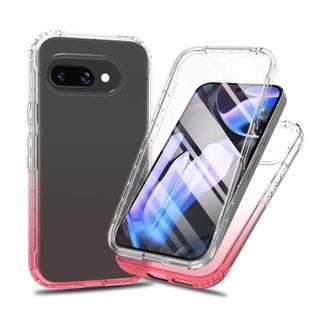 For Google Pixel 9a Full Body Shockproof Clear Gradient Phone Case with PET Film(Red)