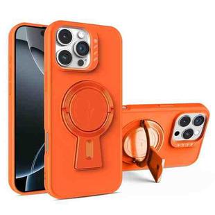 For iPhone 16 Pro Y-shape Holder MagSafe Rugged Shockproof Phone Case(Orange)