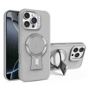 For iPhone 16 Pro Y-shape Holder MagSafe Rugged Shockproof Phone Case(Grey)