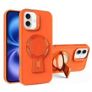 For iPhone 16 Plus Y-shape Holder MagSafe Rugged Shockproof Phone Case(Orange)