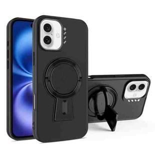 For iPhone 16 Y-shape Holder MagSafe Rugged Shockproof Phone Case(Black)