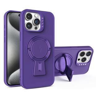 For iPhone 15 Pro Y-shape Holder MagSafe Rugged Shockproof Phone Case(Deep Purple)