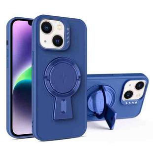 For iPhone 14 Plus Y-shape Holder MagSafe Rugged Shockproof Phone Case(Royal Blue)