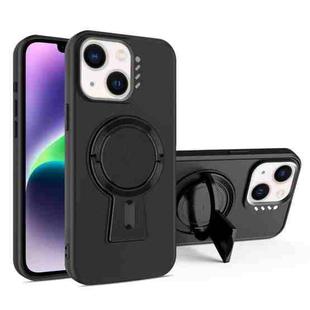For iPhone 14 Plus Y-shape Holder MagSafe Rugged Shockproof Phone Case(Black)