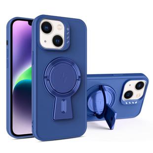 For iPhone 14 Y-shape Holder MagSafe Rugged Shockproof Phone Case(Royal Blue)