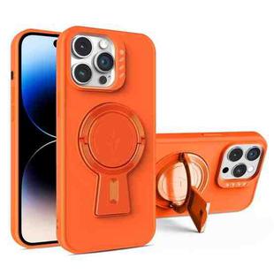 For iPhone 14 Pro Y-shape Holder MagSafe Rugged Shockproof Phone Case(Orange)