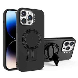 For iPhone 14 Pro Y-shape Holder MagSafe Rugged Shockproof Phone Case(Black)