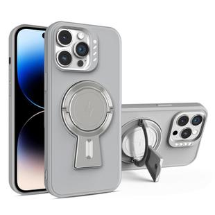For iPhone 14 Pro Y-shape Holder MagSafe Rugged Shockproof Phone Case(Grey)