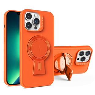 For iPhone 13 Pro Max Y-shape Holder MagSafe Rugged Shockproof Phone Case(Orange)
