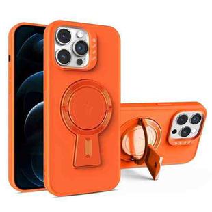 For iPhone 12 Pro Max Y-shape Holder MagSafe Rugged Shockproof Phone Case(Orange)