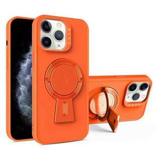 For iPhone 11 Pro Max Y-shape Holder MagSafe Rugged Shockproof Phone Case(Orange)