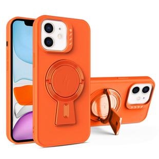 For iPhone 11 Y-shape Holder MagSafe Rugged Shockproof Phone Case(Orange)
