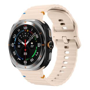 For Samsung Galaxy Watch Ultra 47mm Kalebol Wave-stitched Silicone Strap(Pink)