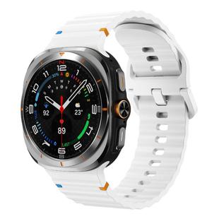 For Samsung Galaxy Watch Ultra 47mm Kalebol Wave-stitched Silicone Strap(White)