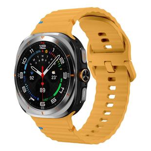 For Samsung Galaxy Watch Ultra 47mm Kalebol Wave-stitched Silicone Strap(Yellow)