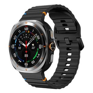 For Samsung Galaxy Watch Ultra 47mm Kalebol Wave-stitched Silicone Strap(Black)