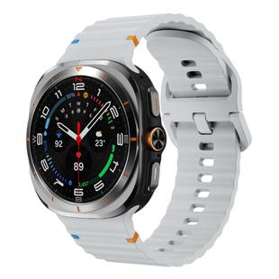 For Samsung Galaxy Watch Ultra 47mm Kalebol Wave-stitched Silicone Strap(Light Grey)