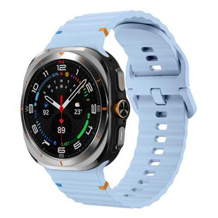For Samsung Galaxy Watch Ultra 47mm Kalebol Wave-stitched Silicone Strap(Light Blue)