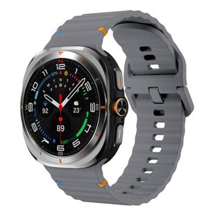 For Samsung Galaxy Watch Ultra 47mm Kalebol Wave-stitched Silicone Strap(Space Grey)