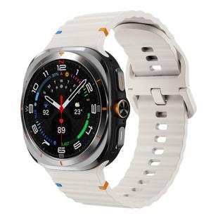 For Samsung Galaxy Watch Ultra 47mm Kalebol Wave-stitched Silicone Strap(Starlight)