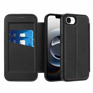 For iPhone 16e Magnetic Armor Series RFID Card Slots Leather Phone Case(Black)