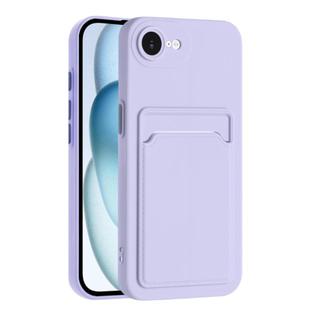 For iPhone 16e Skin Feel Card Contrast Color Button TPU Phone Case(Purple)