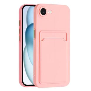 For iPhone 16e Skin Feel Card Contrast Color Button TPU Phone Case(Pink)