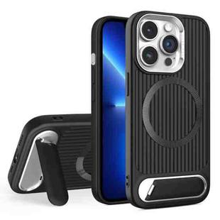 For iPhone 13 Pro Vertical Lines Invisible Flat Holder MagSafe Phone Case(Black)
