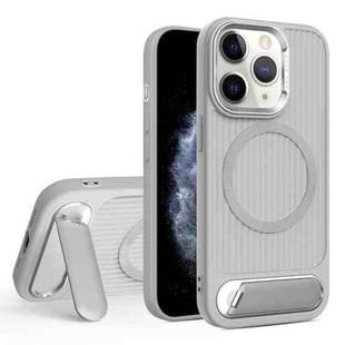 For iPhone 11 Pro Max Vertical Lines Invisible Flat Holder MagSafe Phone Case(Grey)