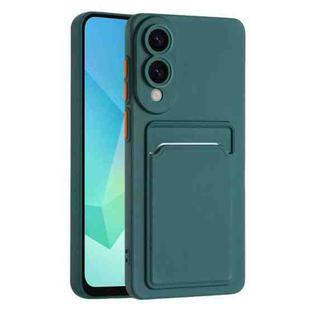 For Samsung Galaxy S25 Edge 5G Skin Feel Card Contrast Color Button TPU Phone Case(Dark Green)