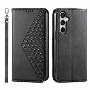 For Samsung Galaxy S25 FE 5G Cubic Grid Calf Texture Magnetic Leather Phone Case(Black)