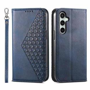 For Samsung Galaxy S25 FE 5G Cubic Grid Calf Texture Magnetic Leather Phone Case(Blue)