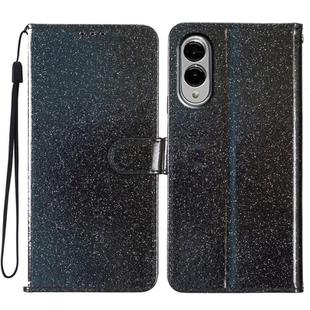 For Samsung Galaxy S25 Edge 5G Glitter Powder Flip Leather Phone Case(Black)