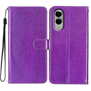 For Samsung Galaxy S25 Edge 5G Glitter Powder Flip Leather Phone Case(Purple)