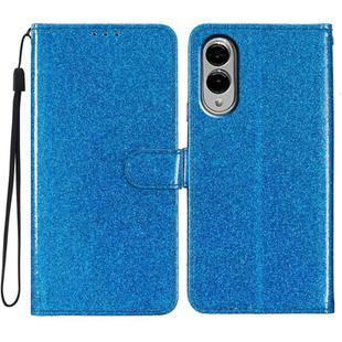 For Samsung Galaxy S25 Edge 5G Glitter Powder Flip Leather Phone Case(Blue)