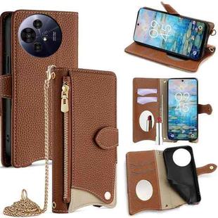 For TCL 50 NxtPaper / 50 Pro NxtPaper Crossbody Chain Fishtail Litchi Leather Phone Case(Brown)