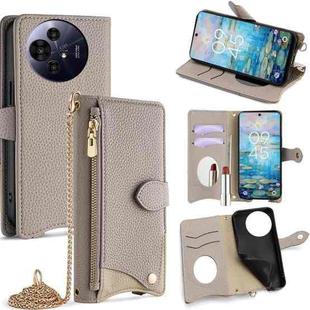 For TCL 50 NxtPaper / 50 Pro NxtPaper Crossbody Chain Fishtail Litchi Leather Phone Case(Grey)