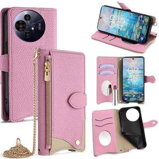 For TCL 50 NxtPaper / 50 Pro NxtPaper Crossbody Chain Fishtail Litchi Leather Phone Case(Pink)