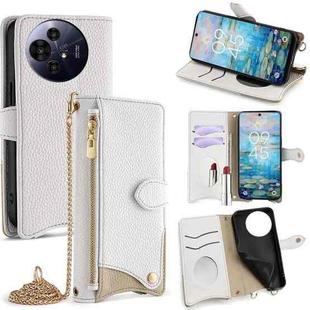 For TCL 50 NxtPaper / 50 Pro NxtPaper Crossbody Chain Fishtail Litchi Leather Phone Case(White)