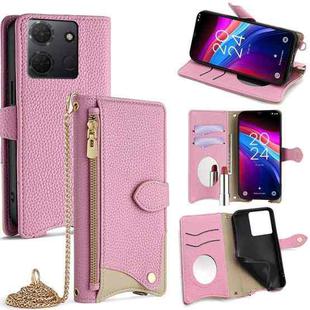 For TCL 503 Crossbody Chain Fishtail Litchi Leather Phone Case(Pink)