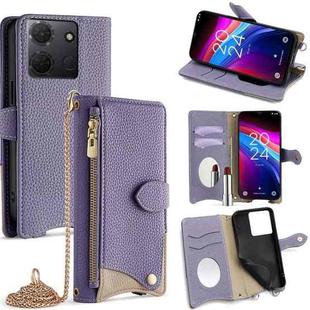 For TCL 503 Crossbody Chain Fishtail Litchi Leather Phone Case(Purple)