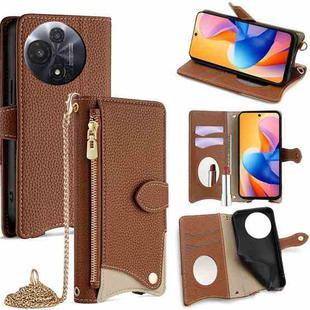 For TCL 60R 5G Crossbody Chain Fishtail Litchi Leather Phone Case(Brown)