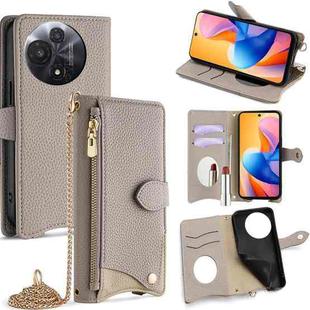 For TCL 60R 5G Crossbody Chain Fishtail Litchi Leather Phone Case(Grey)
