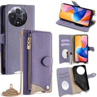 For TCL 60R 5G Crossbody Chain Fishtail Litchi Leather Phone Case(Purple)